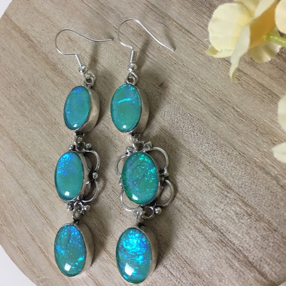 Jewelry - Beautiful Opalescent Blue Dangle Drop Earring